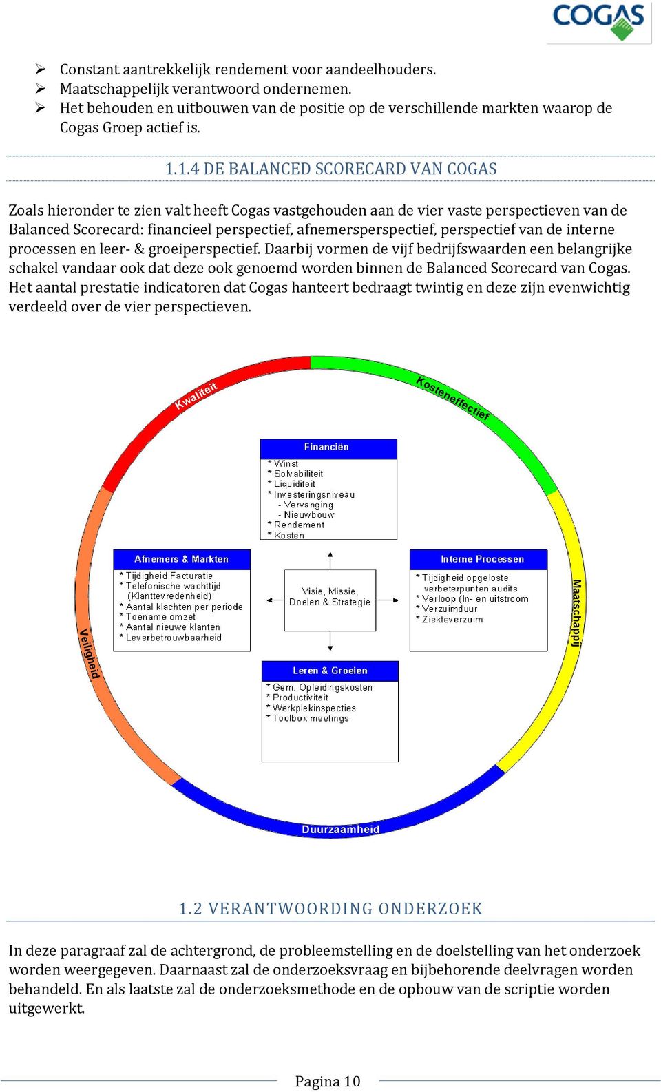 1.4 DE BALANCED SCORECARD VAN COGAS Zoals hieronder te zien valt heeft Cogas vastgehouden aan de vier vaste perspectieven van de Balanced Scorecard: financieel perspectief, afnemersperspectief,