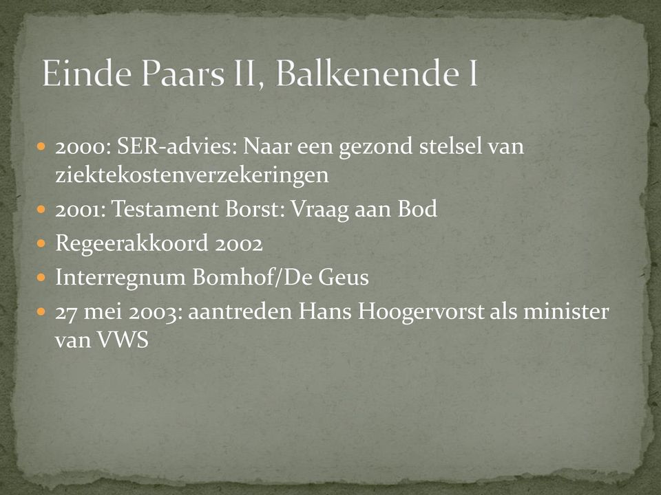 Vraag aan Bod Regeerakkoord 2002 Interregnum