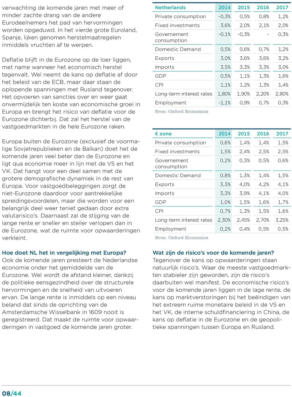 Deflatie blijft in de Eurozone op de loer liggen, met name wanneer het economisch herstel tegenvalt.