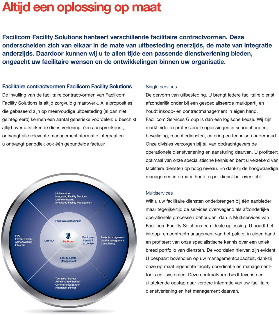 Daardoor kunnen wij u te allen tijde een passende dienst verlening bieden, ongeacht uw facilitaire wensen en de ontwikkelingen binnen uw organisatie.