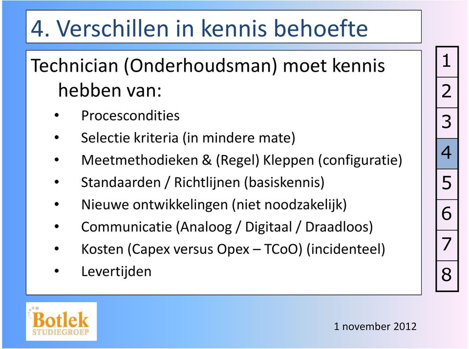 Kleppen(configuratie) Standaarden/ Richtlijnen(basiskennis) Nieuwe ontwikkelingen(niet