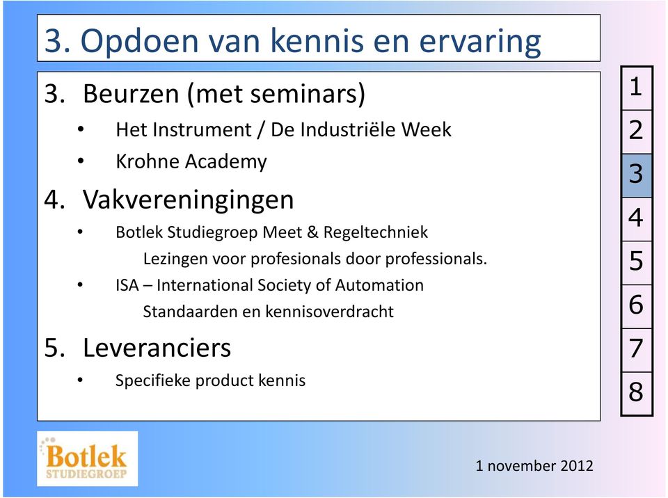 Vakvereningingen Botlek Studiegroep Meet & Regeltechniek Lezingen voor