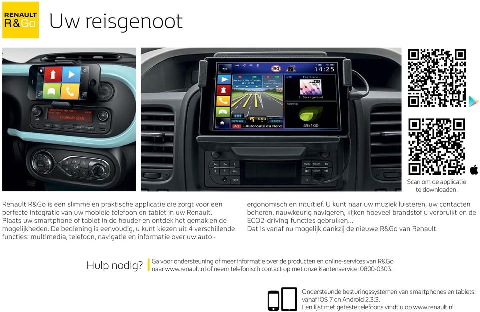 De bediening is eenvoudig, u kunt kiezen uit 4 verschillende functies: multimedia, telefoon, navigatie en informatie over uw auto - ergonomisch en intuïtief.