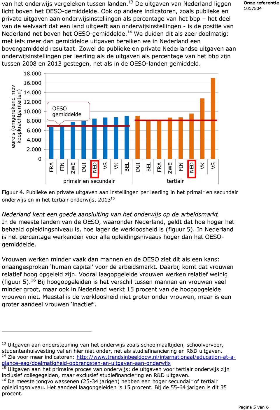 positie van Nederland net boven het -gemiddelde. 14 We duiden dit als zeer doelmatig: met iets meer dan gemiddelde uitgaven bereiken we in Nederland een bovengemiddeld resultaat.