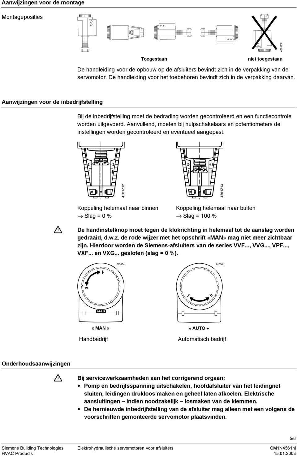 Aanwijzingen voor de inbedrijfstelling Bij de inbedrijfstelling moet de bedrading worden gecontroleerd en een functiecontrole worden uitgevoerd.