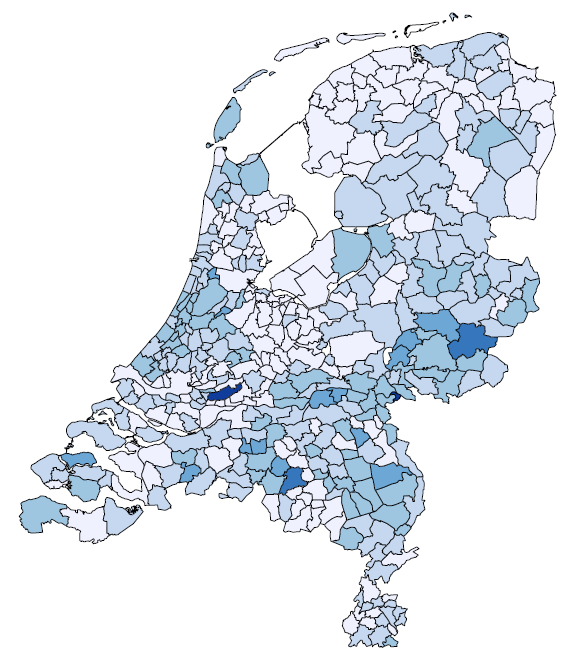 De Randstedelijke gebieden laten een relatief hoger percentage kinderen met een dyslexietraject dan gebieden in Noord-Nederland en Flevoland Legenda (% kinderen van 6 11 met dyslexie traject