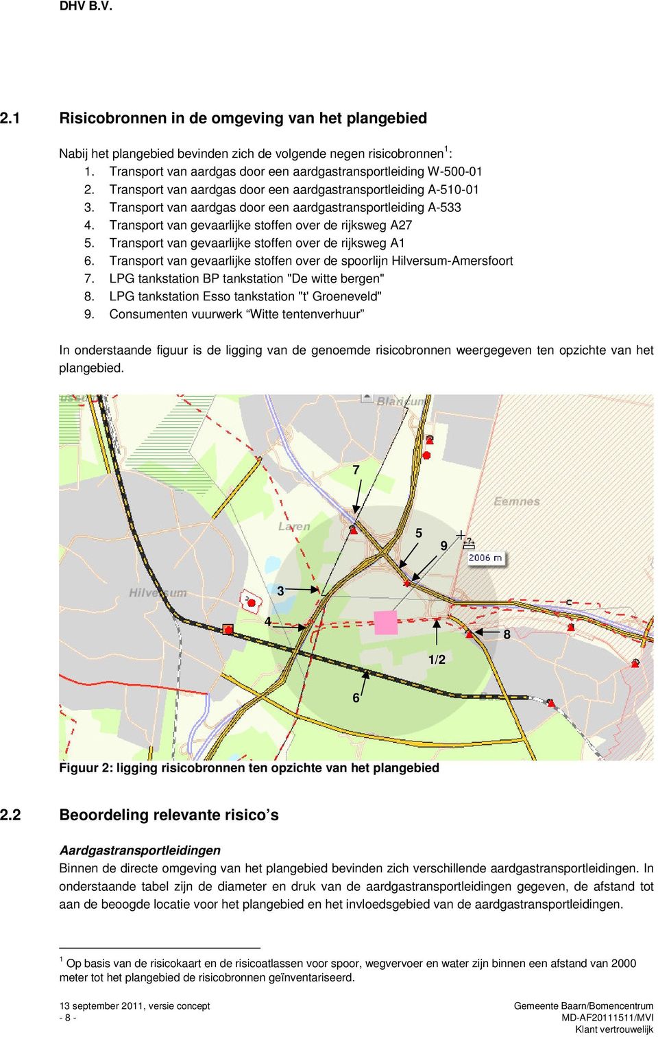 Transport van gevaarlijke stoffen over de rijksweg A1 6. Transport van gevaarlijke stoffen over de spoorlijn Hilversum-Amersfoort 7. LPG tankstation BP tankstation "De witte bergen" 8.