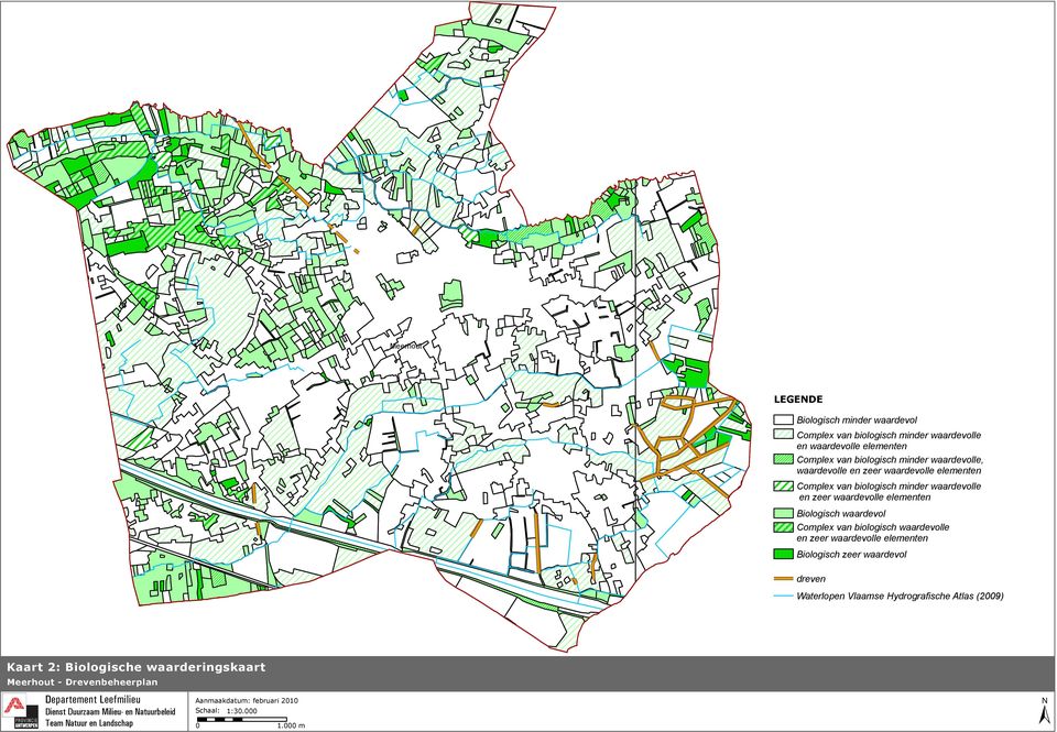 waardevol Complex van biologisch waardevolle en zeer waardevolle elementen Biologisch zeer waardevol dreven Waterlopen Vlaamse Hydrografische