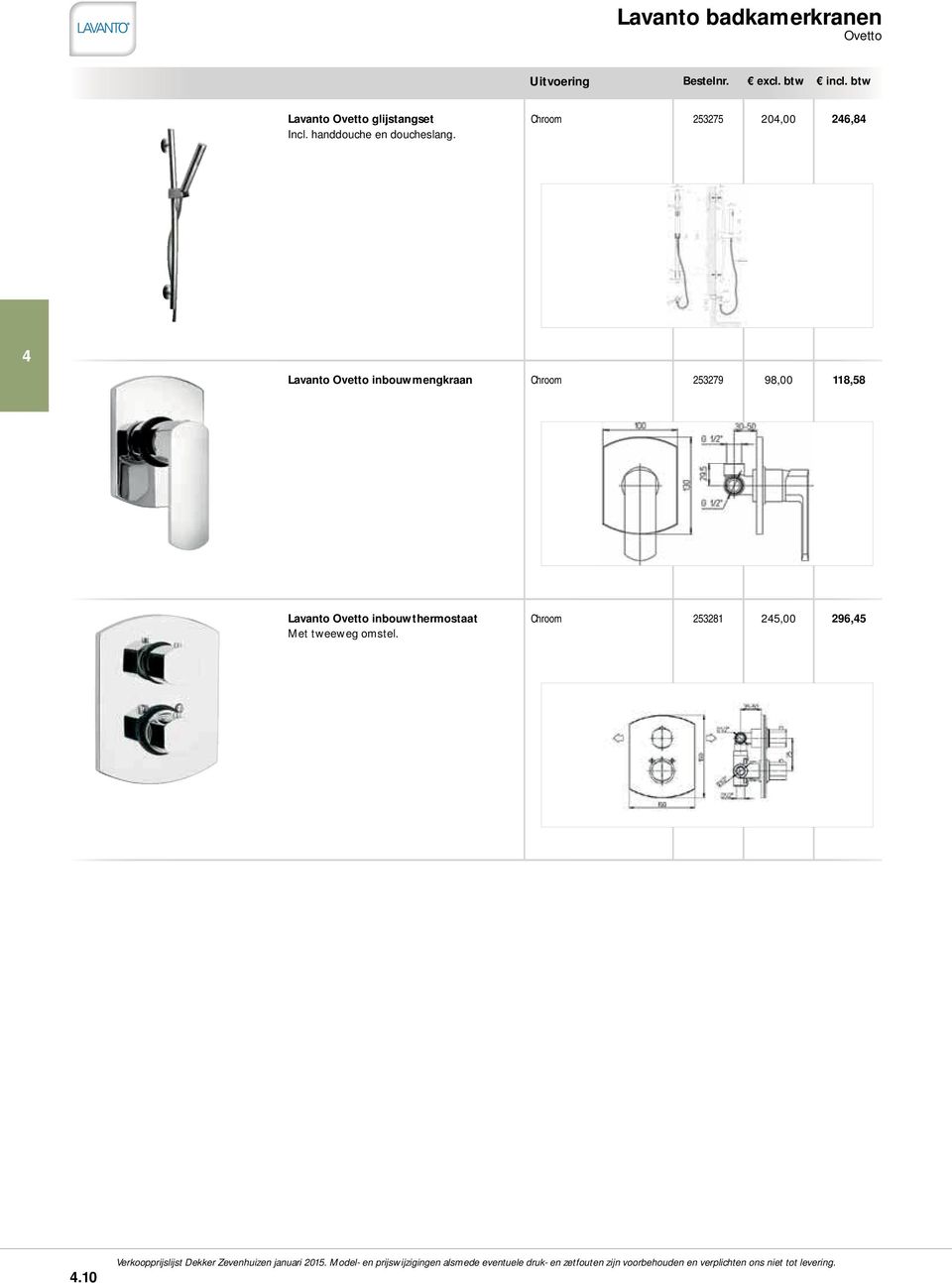 Chroom 253275 20,00 26,8 Lavanto Ovetto inbouwmengkraan