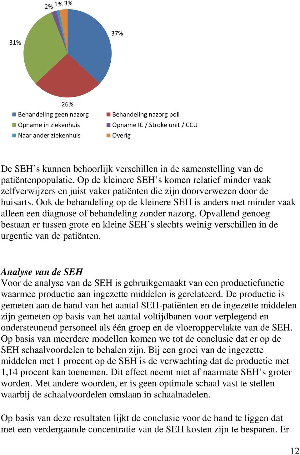 Ook de behandeling op de kleinere SEH is anders met minder vaak alleen een diagnose of behandeling zonder nazorg.