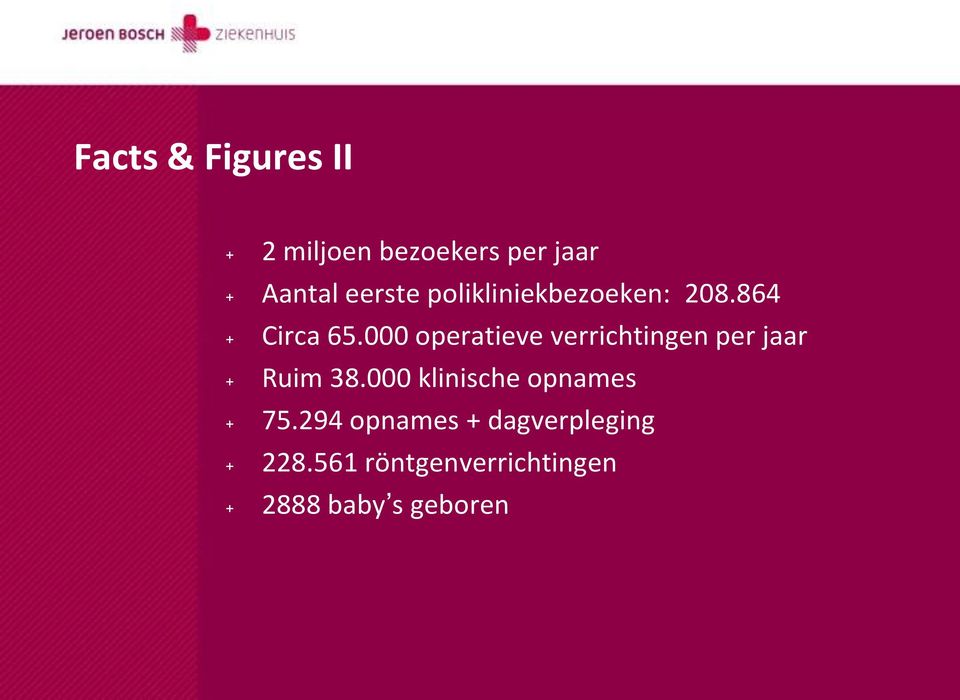 000 operatieve verrichtingen per jaar + Ruim 38.