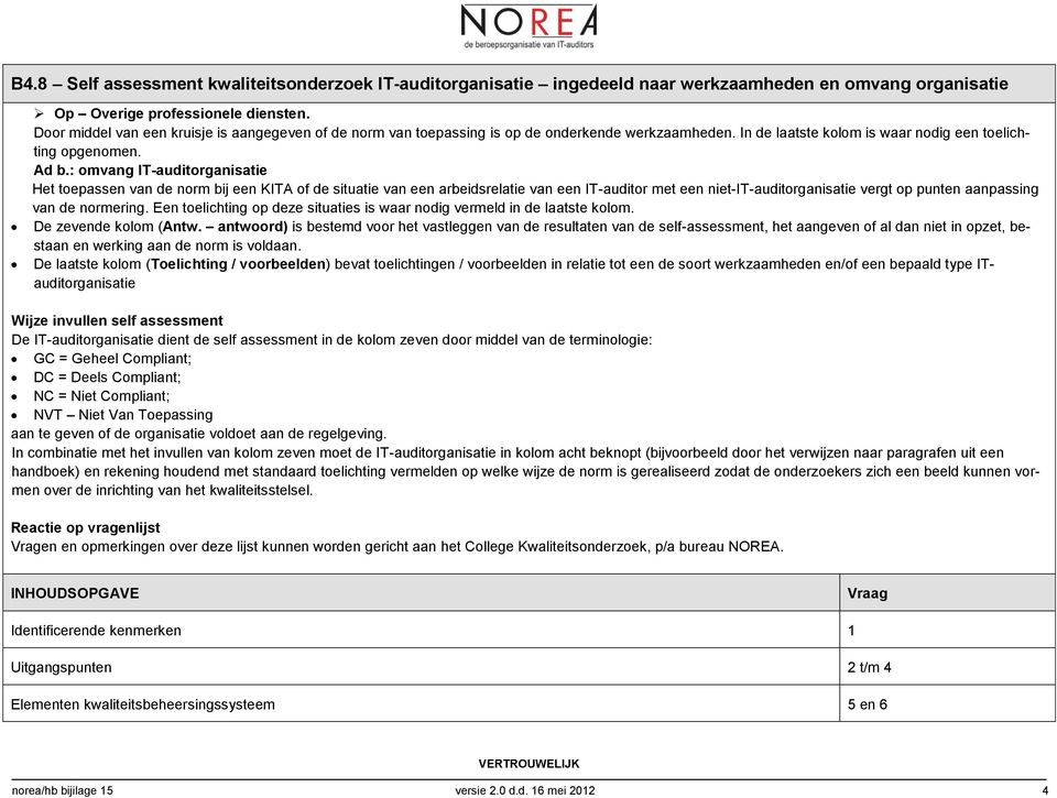 : omvang IT-auditorganisatie Het toepassen van de norm bij een KITA of de situatie van een arbeidsrelatie van een IT-auditor met een niet-it-auditorganisatie vergt op punten aanpassing van de