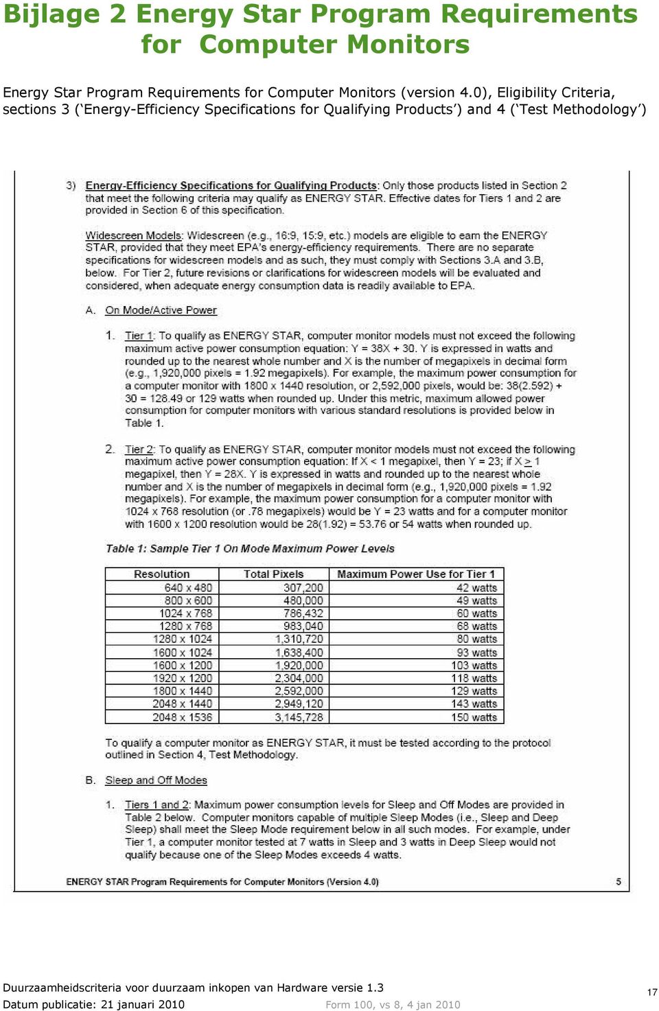 0), Eligibility Criteria, sections 3 ( Energy-Efficiency Specifications for