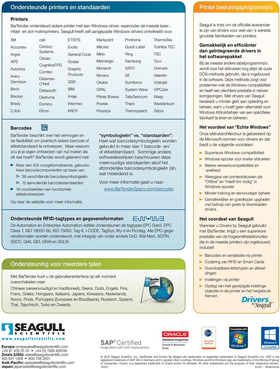 Itoh cab Century Systems Citizen CognitiveTPG Comtec Datamax- O Neil Datasouth Dedruma Domino Eltron ETISYS Evolis General Code Godex Graphic Products GSK IBM Imaje Intermec KROY Markpoint Mectec