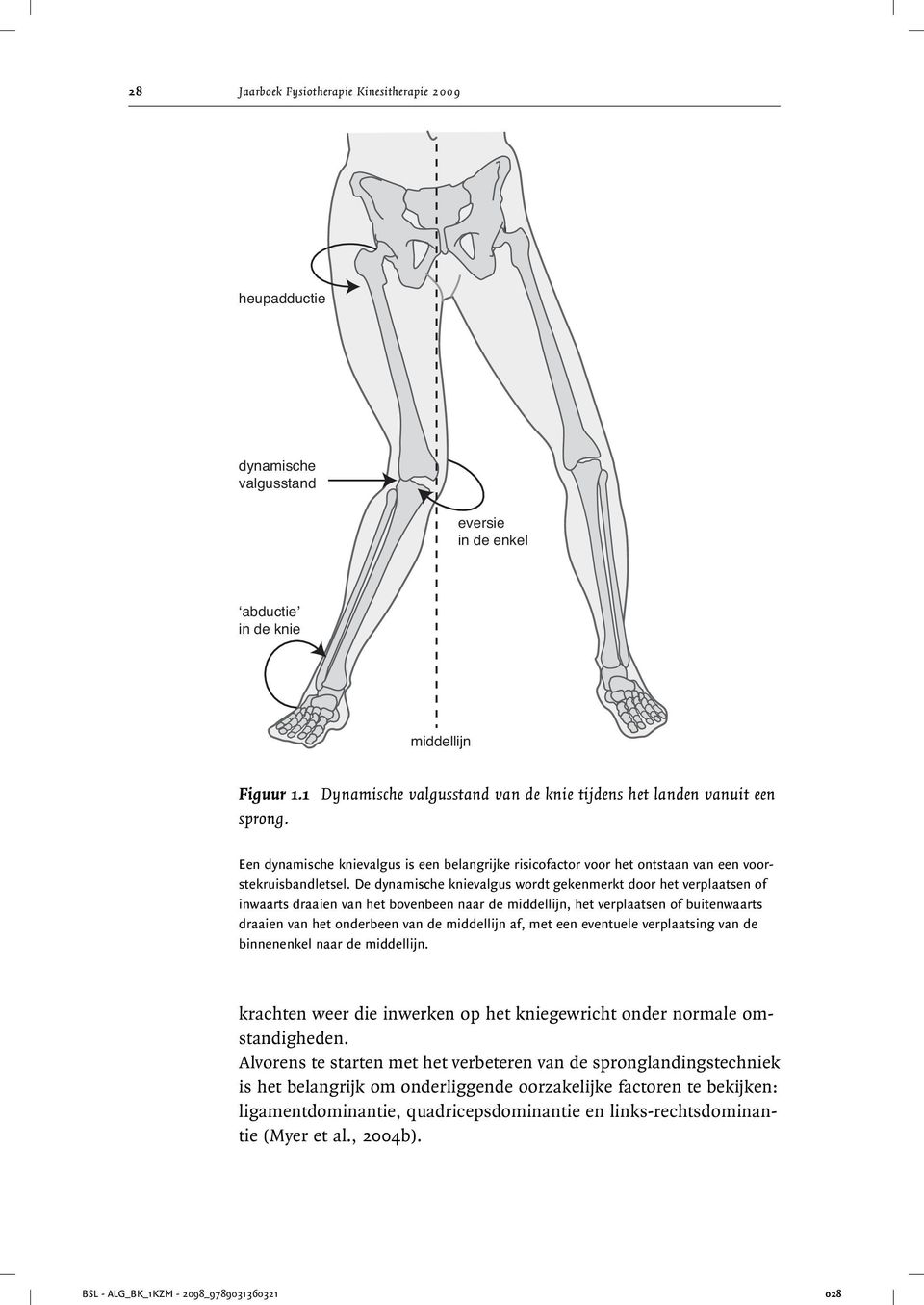 draaien van het bovenbeen naar de middellijn, het verplaatsen of buitenwaarts draaien van het onderbeen van de middellijn af, met een eventuele verplaatsing van de binnenenkel naar de middellijn