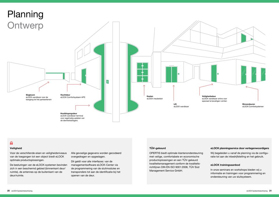 planningservice door vertegenwoordigers Voor de verschillende eisen en veiligheidsniveaus van de toegangen tot een object biedt elock optimale productoplossingen.