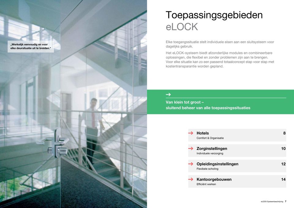 Het elock-systeem biedt afzonderlijke modules en combineerbare oplossingen, die flexibel en zonder problemen zijn aan te brengen.