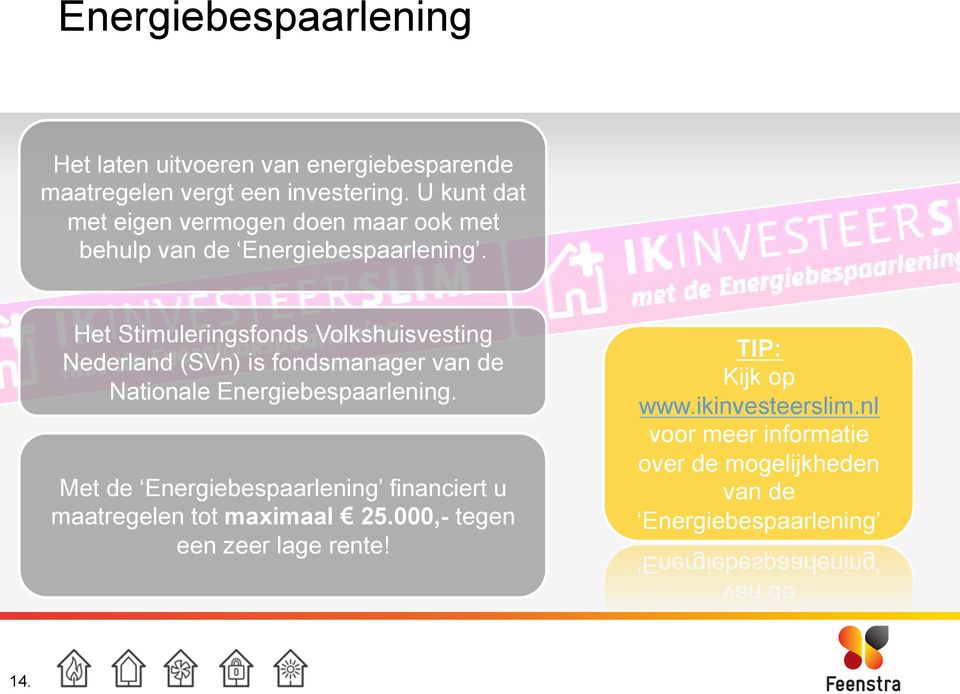 Het Stimuleringsfonds Volkshuisvesting Nederland (SVn) is fondsmanager van de Nationale Energiebespaarlening.