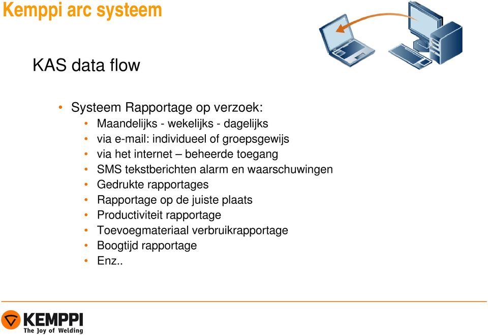 tekstberichten alarm en waarschuwingen Gedrukte rapportages Rapportage op de juiste