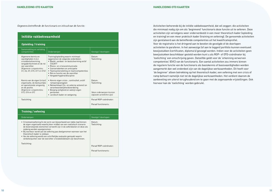 G1, G4, G9, G10, G11 en G12) Kennis van de eigen (crisis) organisatie, de bestuurlijke en operationele omgeving en de positie.