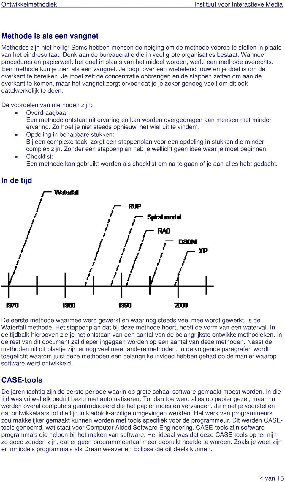 Een methode kun je zien als een vangnet. Je loopt over een wiebelend touw en je doel is om de overkant te bereiken.