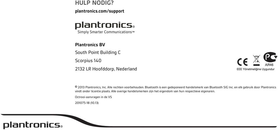 Plantronics, Inc. Alle rechten voorbehouden.