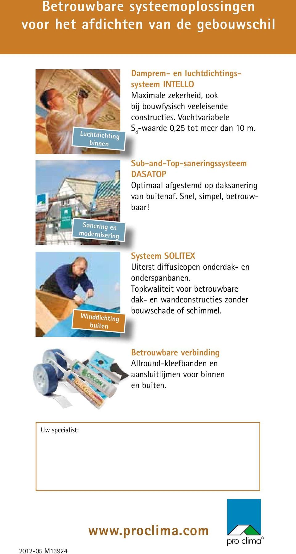 Sub-and-Top-saneringssysteem DASATOP Optimaal afgestemd op daksanering van buitenaf. Snel, simpel, betrouwbaar!