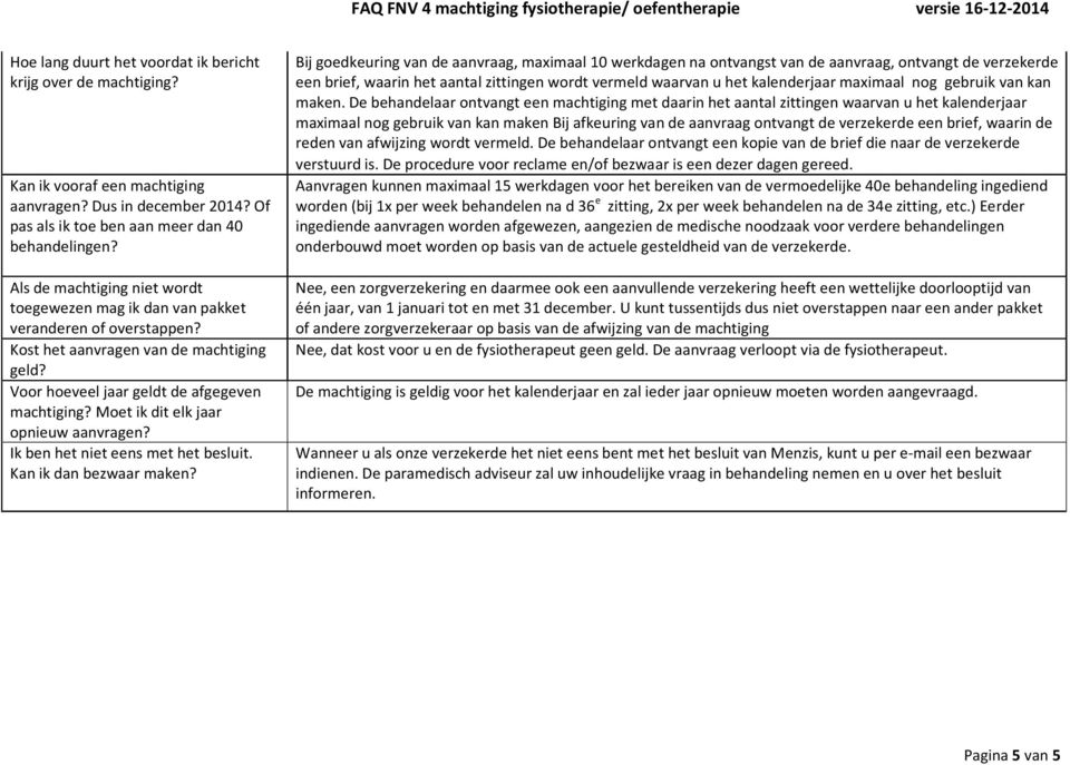 Menzis machtiging fysiotherapie