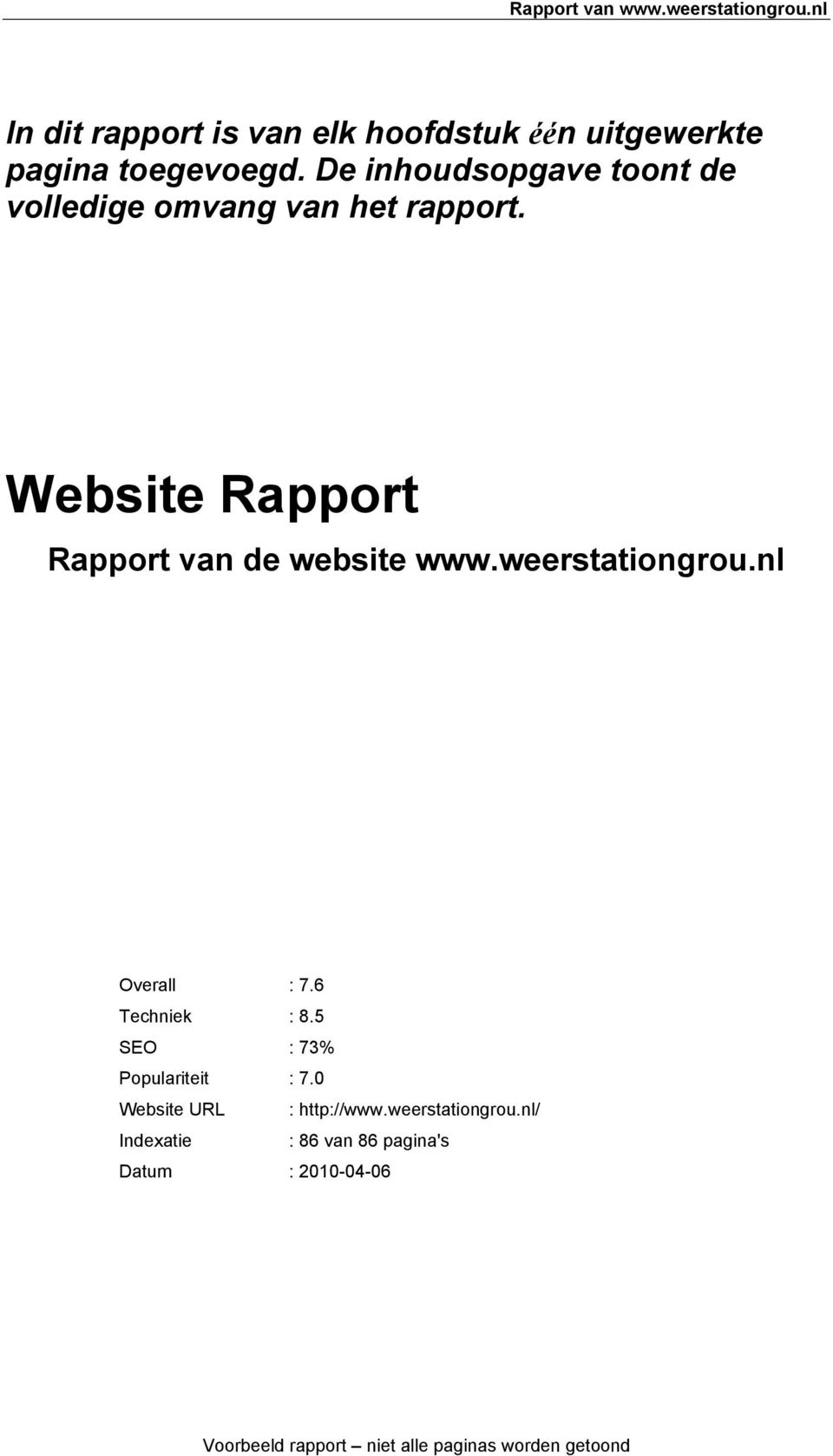 Website Rapport Rapport van de website www.weerstationgrou.nl Overall : 7.