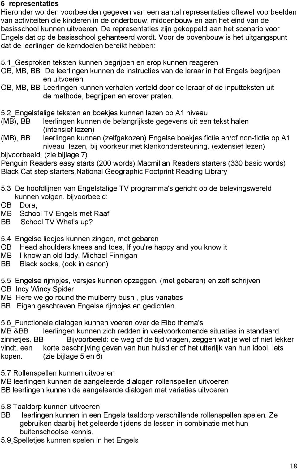 Voor de bovenbouw is het uitgangspunt dat de leerlingen de kerndoelen bereikt hebben: 5.