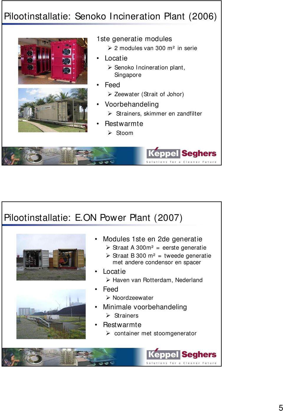 ON Power Plant (2007) Modules 1ste en 2de generatie Straat A 300m² = eerste generatie Straat B 300 m² = tweede generatie met andere