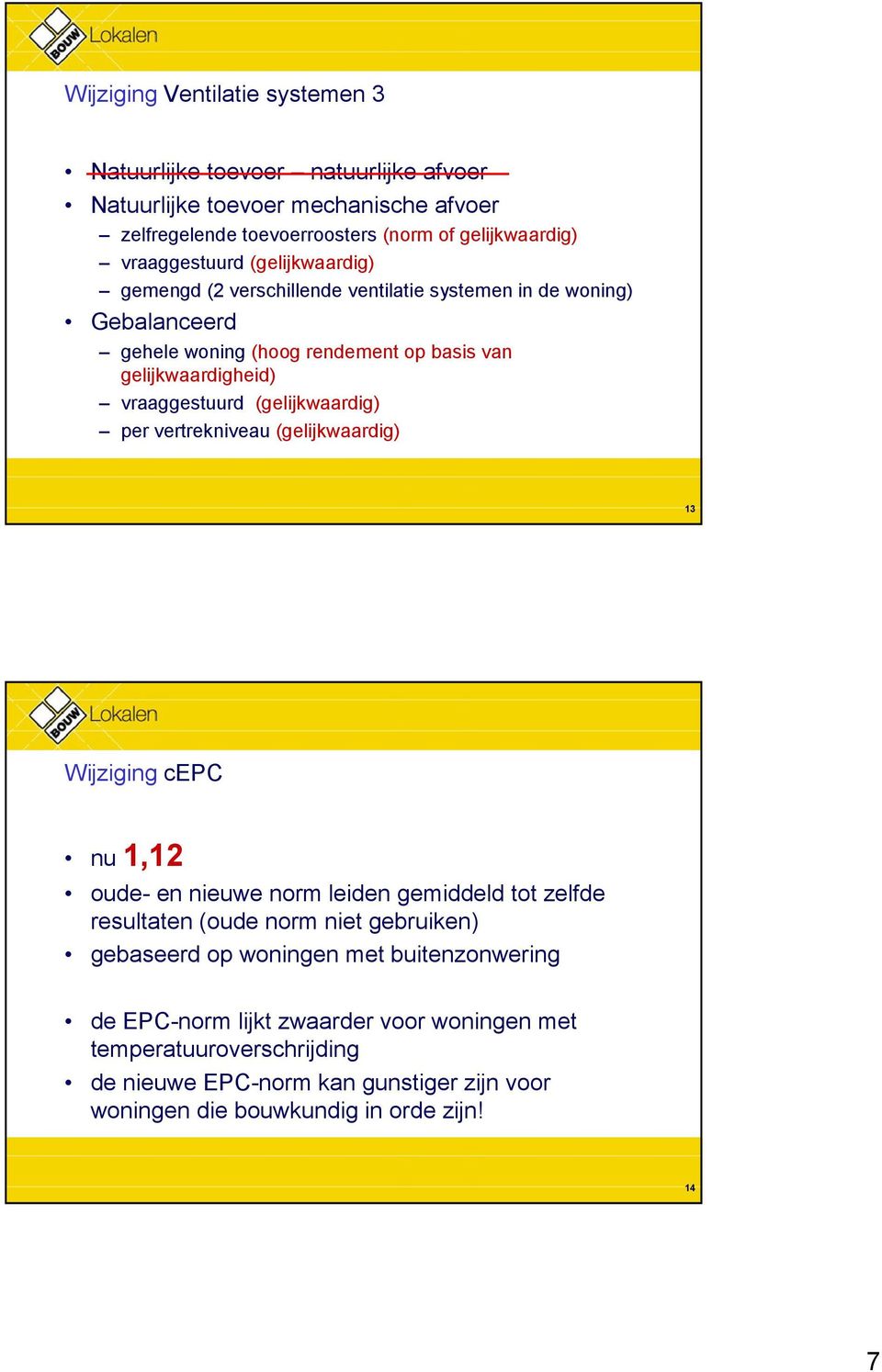 vraaggestuurd (gelijkwaardig) per vertrekniveau (gelijkwaardig) 13 Wijziging cepc nu 1,12 oude- en nieuwe norm leiden gemiddeld tot zelfde resultaten (oude norm niet