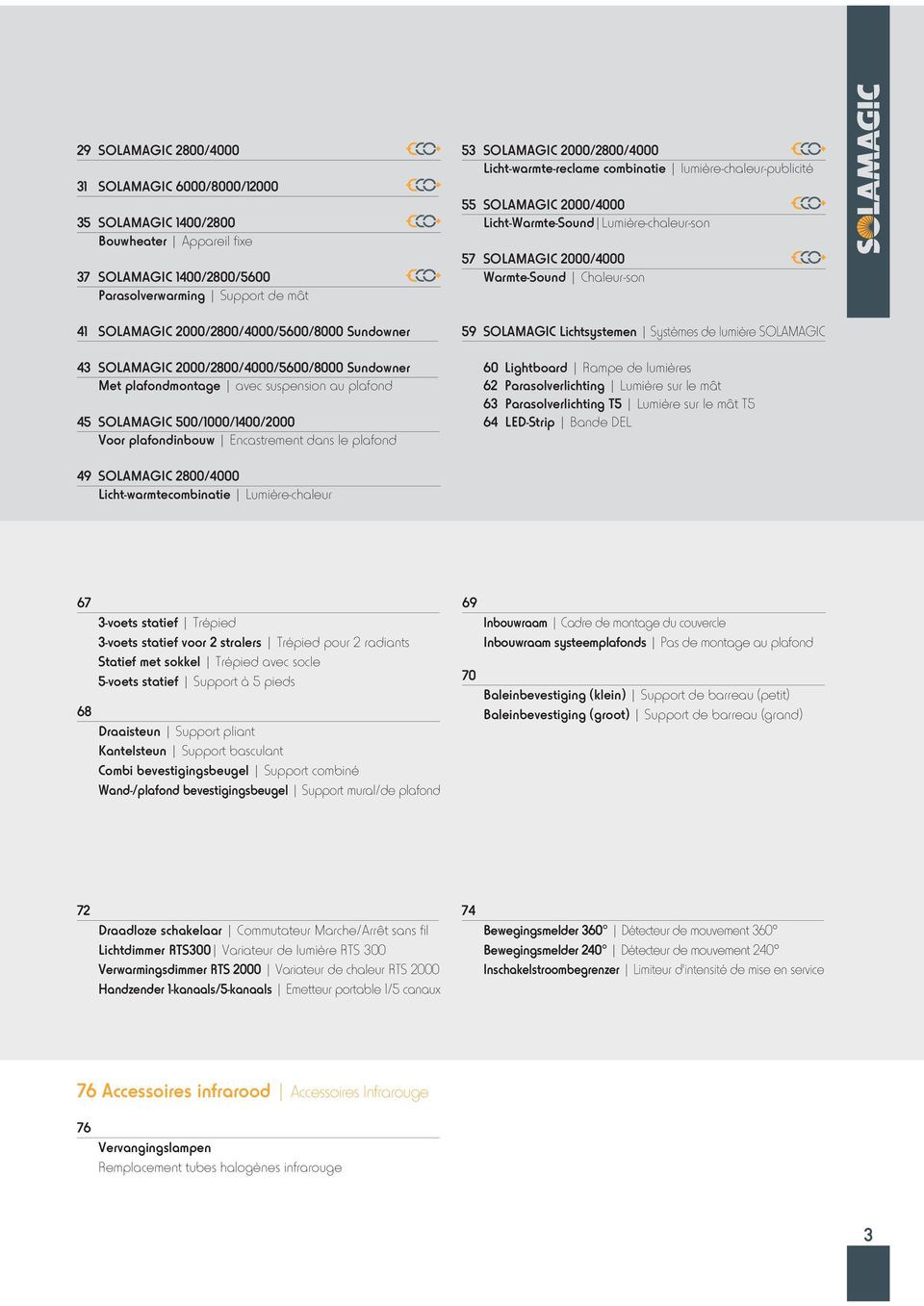 2000/2800/4000 Licht warmte reclame combinatie lumière chaleur publicité 55 SOLAMAGIC 2000/4000 Licht Warmte Sound Lumière chaleur son 57 SOLAMAGIC 2000/4000 Warmte Sound Chaleur son 59 SOLAMAGIC