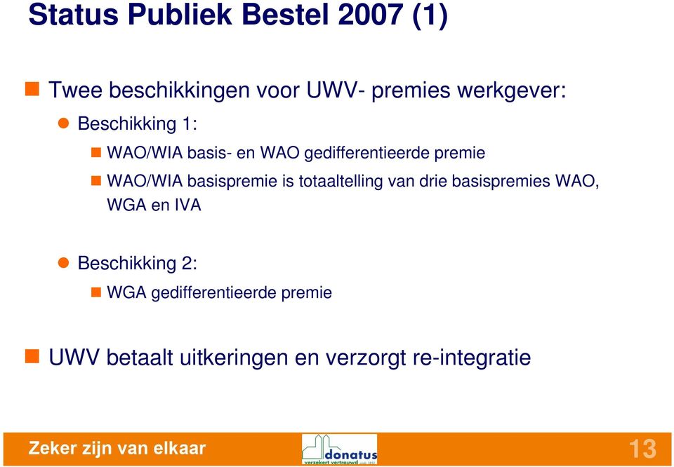 WAO/WIA basispremie is totaaltelling van drie basispremies WAO, WGA en IVA