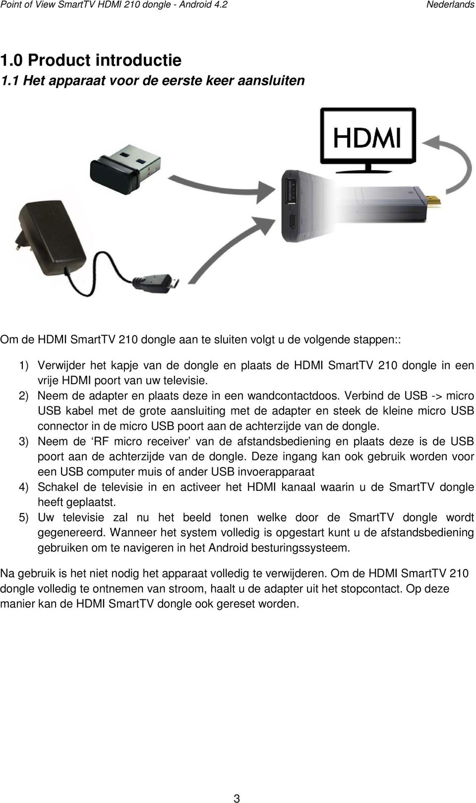 een vrije HDMI poort van uw televisie. 2) Neem de adapter en plaats deze in een wandcontactdoos.