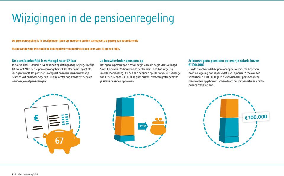 Tot en met 2013 heb je pensioen opgebouwd dat standaard ingaat als je 65 jaar wordt. Dit pensioen is omgezet naar een pensioen vanaf je 67ste en valt daardoor hoger uit.