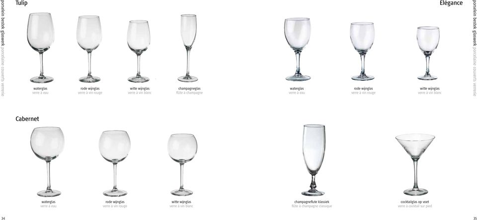 blanc Elégance porselein bestek glaswerk porcelaine couverts verrerie Cabernet waterglas verre à eau rode wijnglas verre à vin rouge