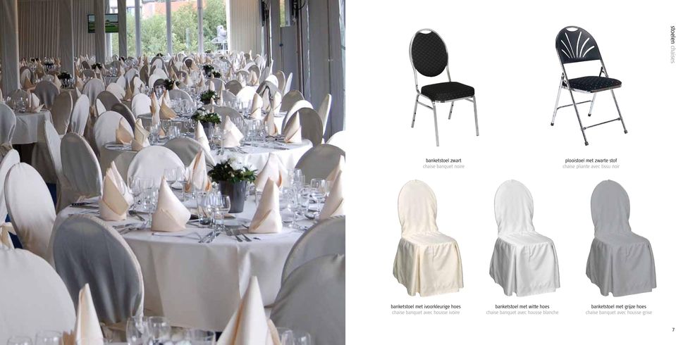 chaise banquet avec housse ivoire banketstoel met witte hoes chaise banquet