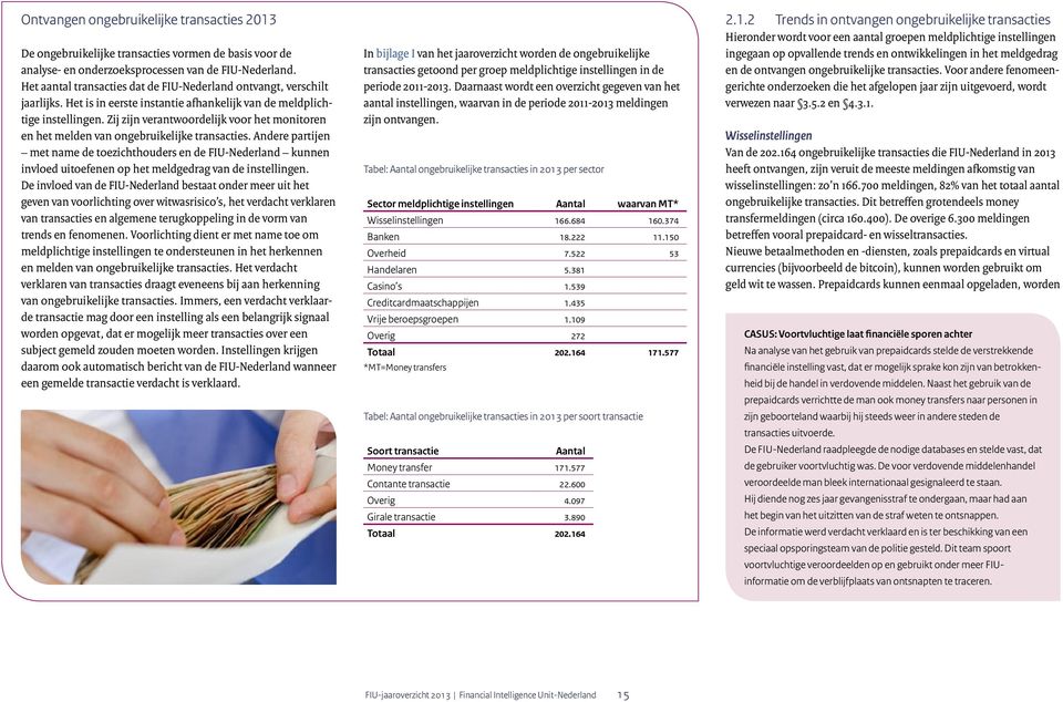 Zij zijn verantwoordelijk voor het monitoren en het melden van ongebruikelijke transacties.