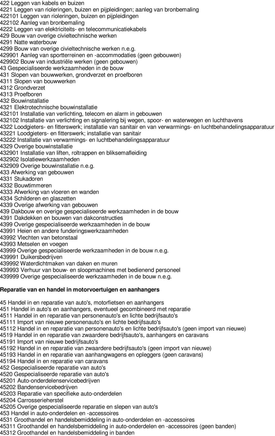 en van elektriciteits- en telecommunicatiekabels 429 Bouw van overige