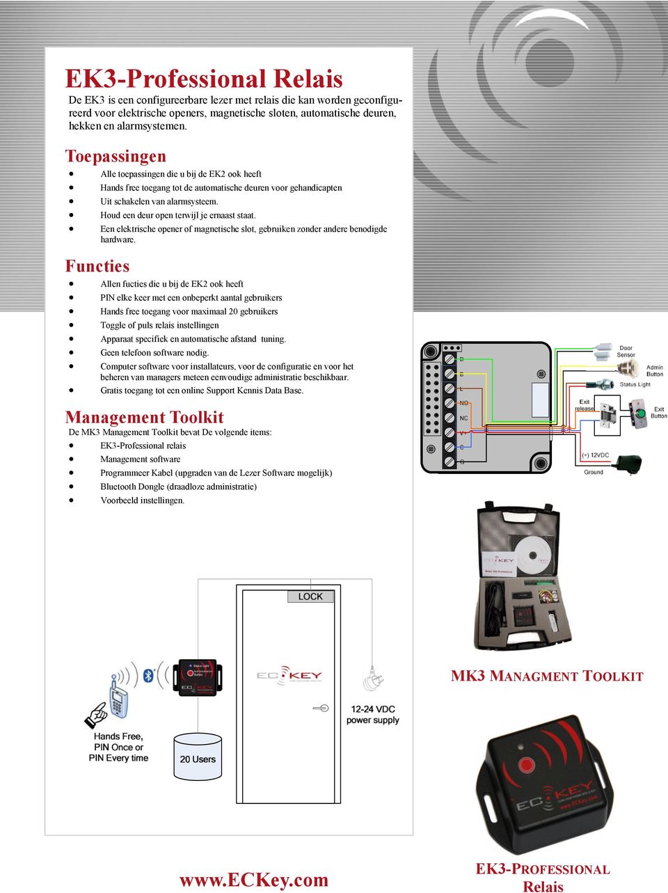 Een elektrische opener of magnetische slot, gebruiken zonder andere benodigde hardware.