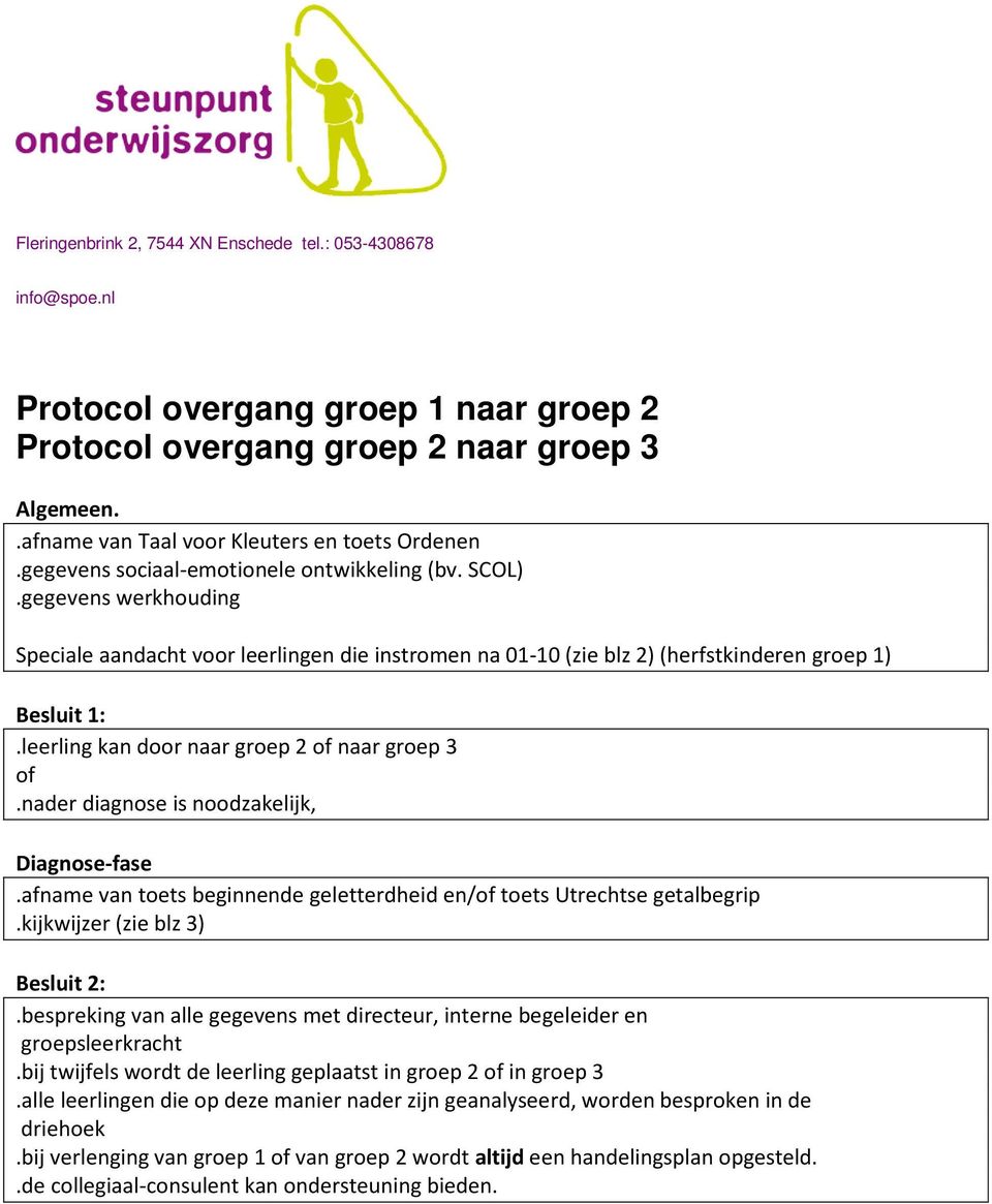 Uitgelezene Protocol overgang groep 1 naar groep 2 Protocol overgang groep 2 ZU-25