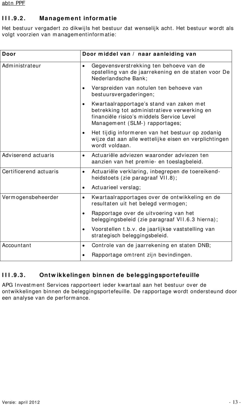 staten voor De Nederlandsche Bank; Verspreiden van notulen ten behoeve van bestuursvergaderingen; Kwartaalrapportage s stand van zaken met betrekking tot administratieve verwerking en financiële