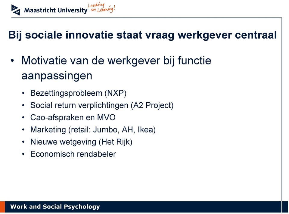 return verplichtingen (A2 Project) Cao-afspraken en MVO Marketing