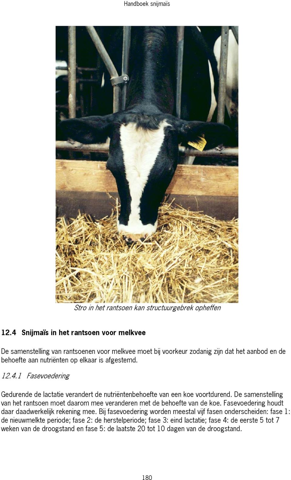 afgestemd. 12.4.1 Fasevoedering Gedurende de lactatie verandert de nutriëntenbehoefte van een koe voortdurend.