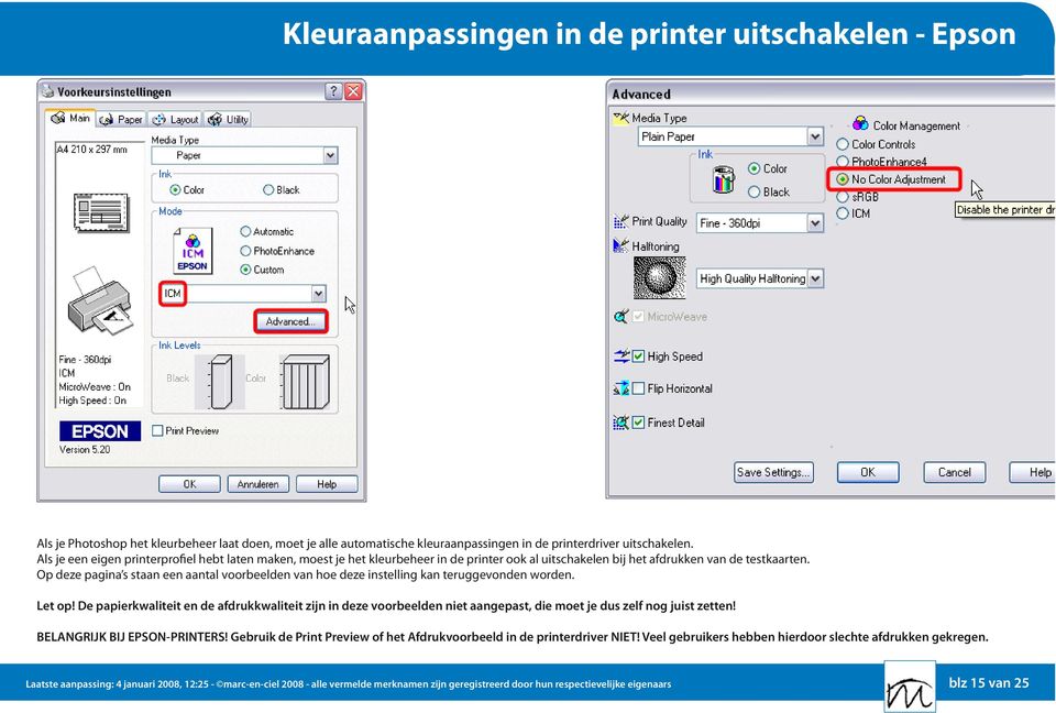 Op deze pagina s staan een aantal voorbeelden van hoe deze instelling kan teruggevonden worden. Let op!