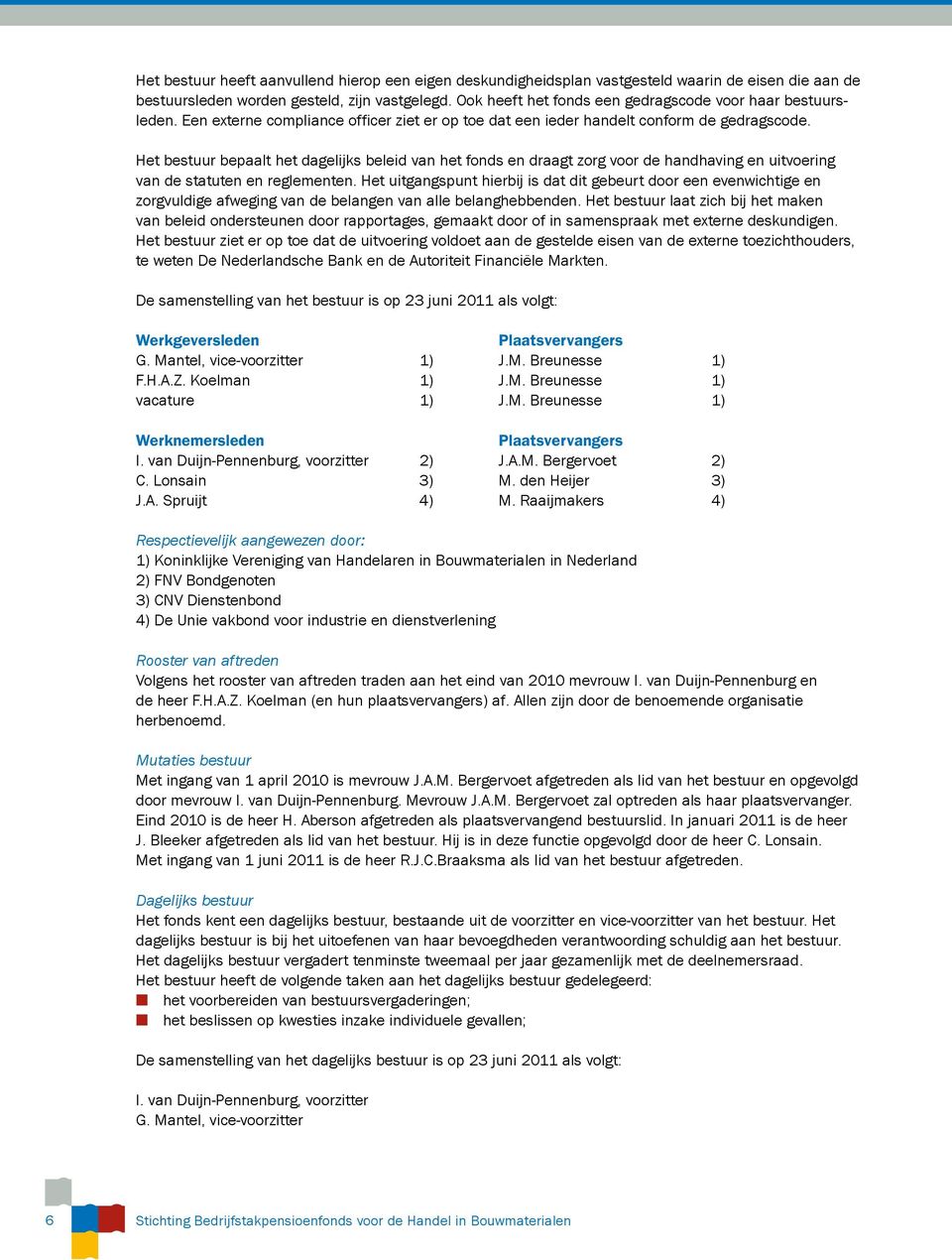 Het bestuur bepaalt het dagelijks beleid van het fonds en draagt zorg voor de handhaving en uitvoering van de statuten en reglementen.