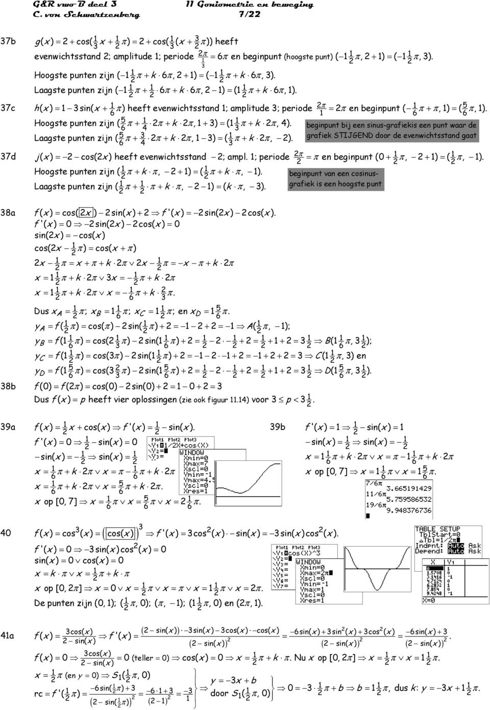 Hoogste punten zijn ( + + k, + = ( + k,. beginpunt bij een sinus-grafiekis een punt waar de Laagste punten zijn ( + + k, = ( + k,.