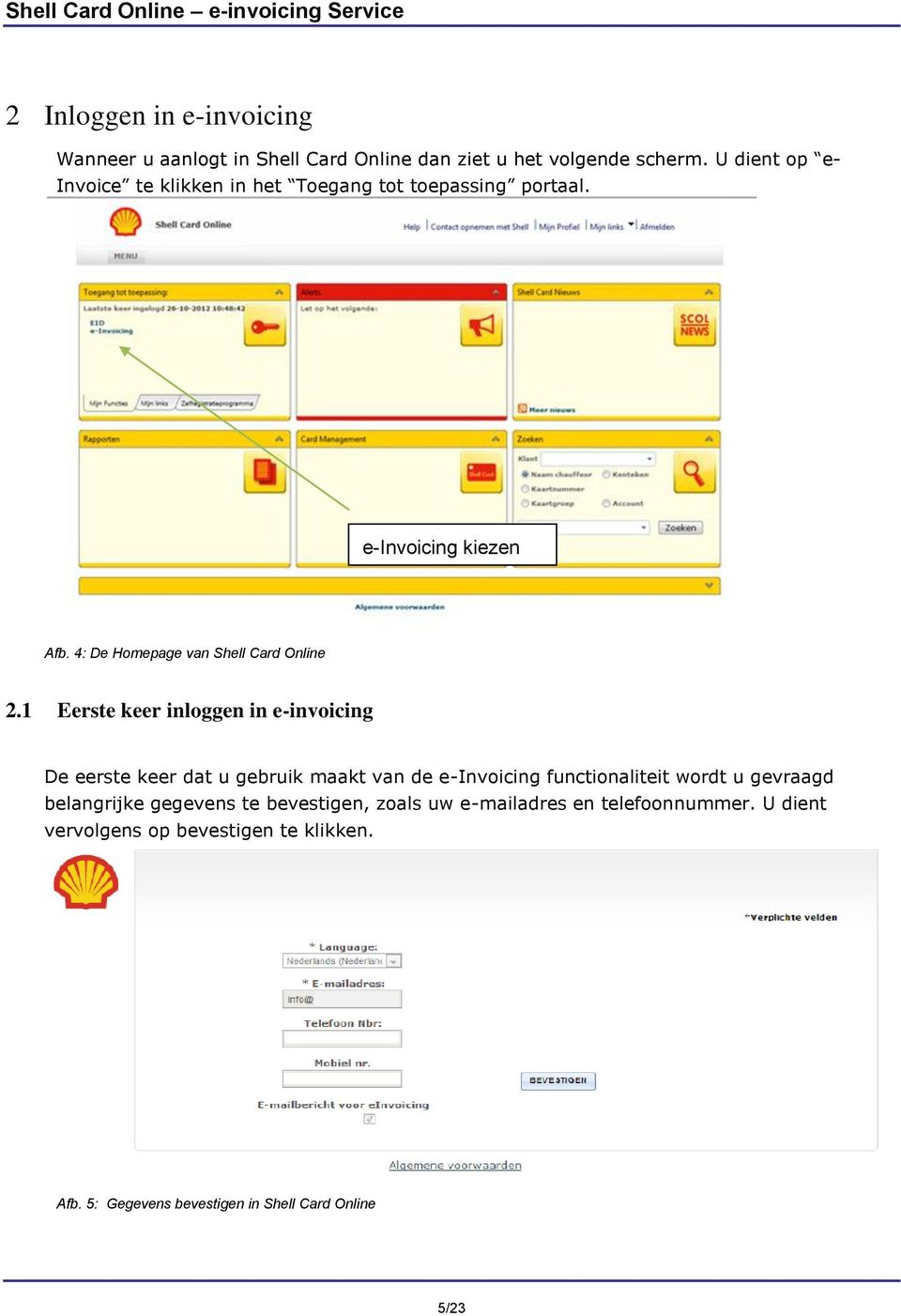 4: De Homepage van Shell Card Online 2.