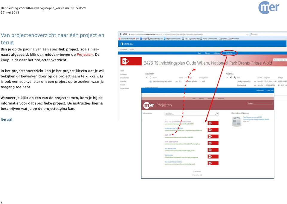 In het projectenoverzicht kan je het project kiezen dat je wil bekijken of bewerken door op de projectnaam te klikken.